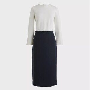 J. Crew 365 3/4 Sleeve Sheath 'Combo Dress' in Ivory White & Navy Blue Size 4